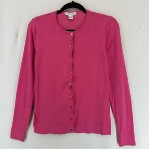August Silk Button Cardigan Long Sleeve Womens Medium Pink
